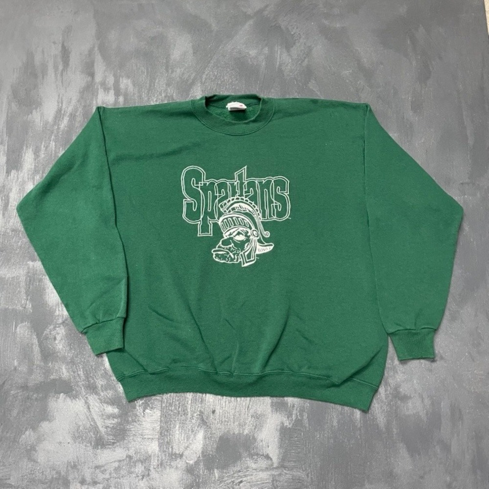Vintage MSU Spartans Sweatshirt Mens XL Green 90s Artex Sportswear